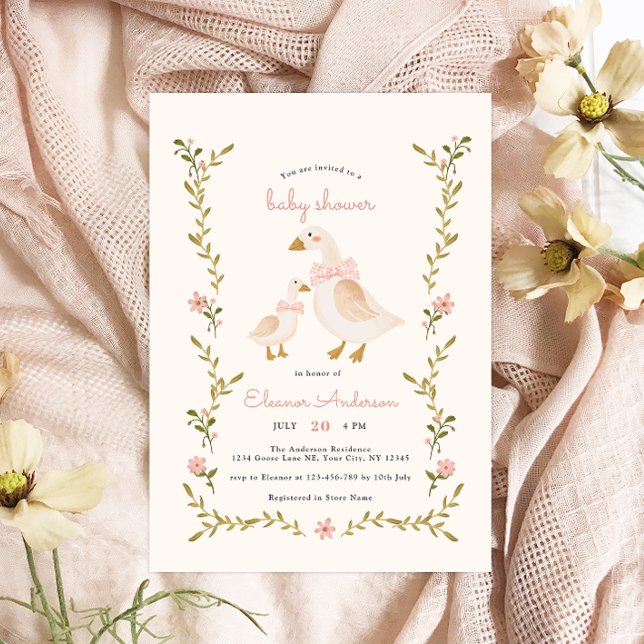 Invitation Baby shower vintage pour fille rose (Créateur téléchargé)