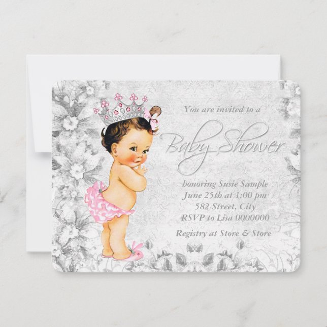 Invitation Baby-Shower Vintage Princess (Devant)