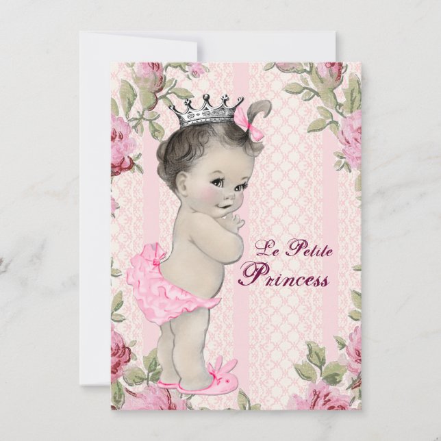 Invitation Baby-Shower Vintage Princess (Devant)