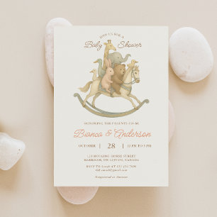 Invitation Baby shower vintage Rocking Horse