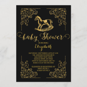 Invitation Baby shower vintage Rocking Horse
