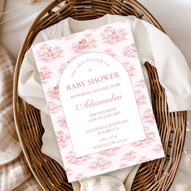 Invitation Baby Shower Vintage Rose Pâle (Créateur téléchargé)