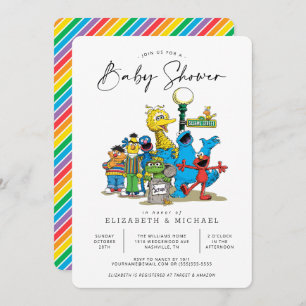 Invitation Baby shower vintage Sesame Street Pals