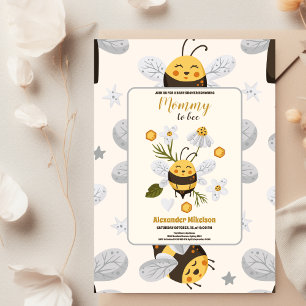 Invitation Baby-Shower Vintage sur le thème de l'abeille