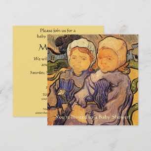 Invitation Baby shower vintage, Van Gogh, Deux enfants