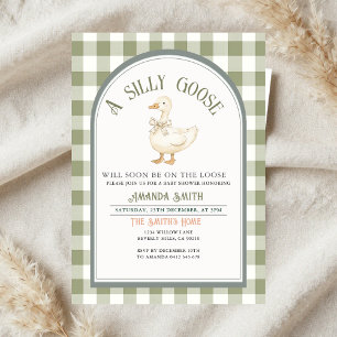 Invitation Baby shower vintage vert Silly Goose