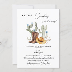 Invitation Baby shower vintage Western Boy