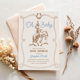 Invitation Baby shower vintage Western Cowboy
