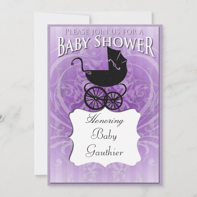 Invitation Baby shower violet de transport victori (Devant)
