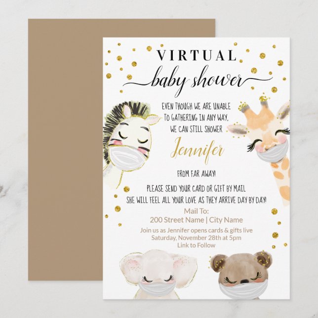 Invitation Baby shower virtuel (Devant / Derrière)
