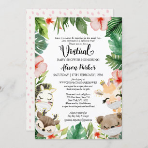 Invitation Baby shower virtuel Amis Masqués de Safari Jungl