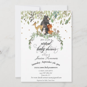 Invitation Baby shower virtuel Animaux des bois