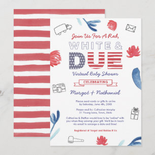 Invitation Baby shower Virtuel Blanc Rouge Et Patriotique Dû