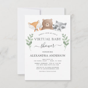 Invitation Baby shower virtuel Bois Eucalyptus Vert