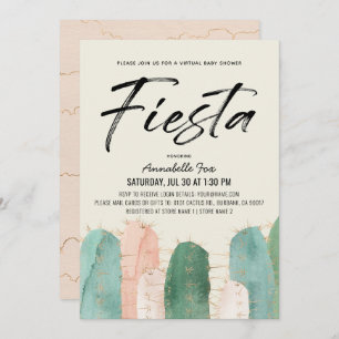 Invitation Baby shower virtuel Cactus Fiesta rose