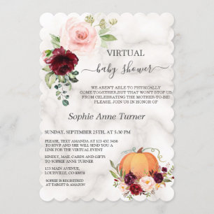 Invitation Baby shower virtuel Citrouille rose Bourgogne