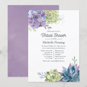 Invitation Baby Shower Virtuel de Cactus et Succulents à l'Aq