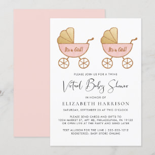 Invitation Baby shower virtuel de couleur d'eau pour filles j