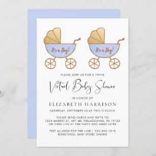 Invitation Baby shower virtuel de couleur d'eau pour les garç