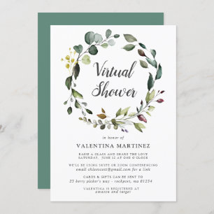 Invitation Baby shower virtuel de la couronne d'Eucalyptus