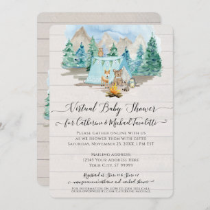 Invitation Baby shower virtuel de la forêt de bois rustique