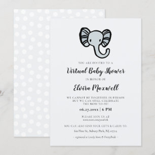 Invitation Baby shower virtuel de l'éléphant bleu mou