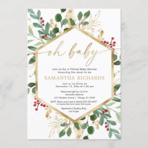 Invitation Baby shower virtuel de Noël de la baie de Saint-Lo