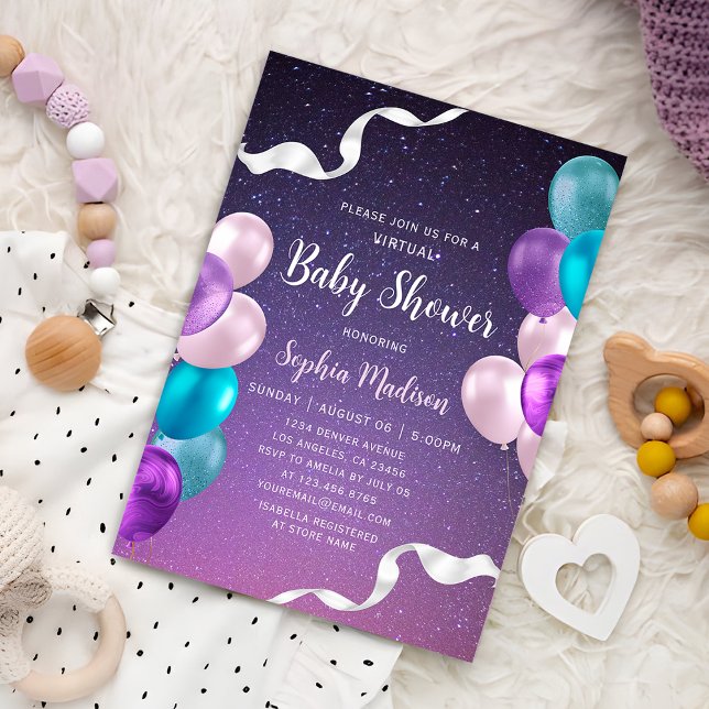 Invitation Baby shower virtuel de nuit Starry (Créateur téléchargé)