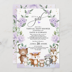 Invitation Baby shower virtuel de Woodland Animaux floraux po