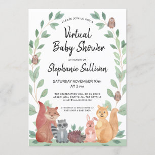Invitation Baby shower virtuel des animaux des bois