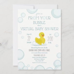 Invitation Baby shower virtuel des bulles de dérangement soci