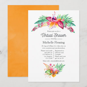 Invitation Baby-Shower Virtuel d'Été Tropical à l'Aquarelle