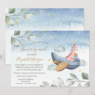 Invitation Baby shower virtuel Dino de l'avion par courrier
