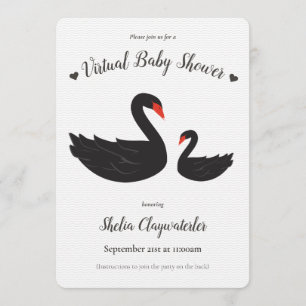 Invitation Baby shower virtuel du coeur des oiseaux du cygne