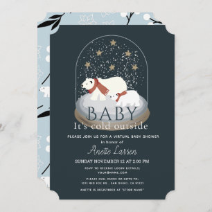 Invitation Baby shower virtuel du globe de neige de l'ours po