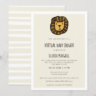 Invitation Baby shower virtuel du lion mignon