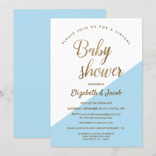 Invitation Baby shower virtuel Dusty Blue Modern