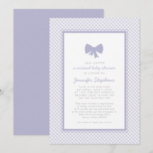 Invitation baby shower virtuel En vichy arc violet