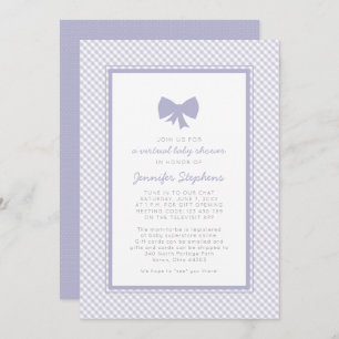 Invitation baby shower virtuel En vichy arc violet