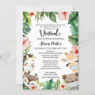 Invitation Baby shower virtuel fille   Amis Masqués Safari