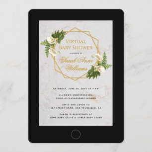 Invitation Baby Shower Virtuel Fleurs de Calla Lilies Géométr