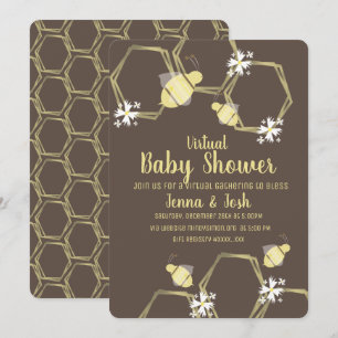 Invitation Baby shower virtuel floral abeille et marguerite