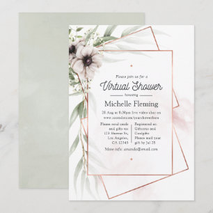 Invitation Baby Shower Virtuel Floral Géométrique Eucalyptus