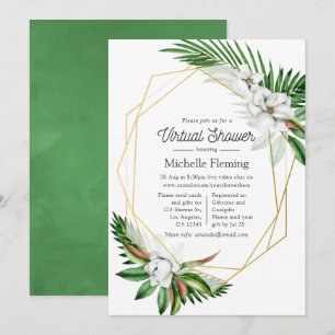 Invitation Baby Shower Virtuel Floral Tropical Géométrique