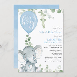Invitation baby shower virtuel garçon de ballons bleus