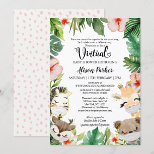Invitation Baby shower Virtuel Genre Neutre Safari amis