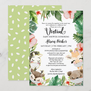 Invitation Baby shower Virtuel Genre Neutre Safari amis