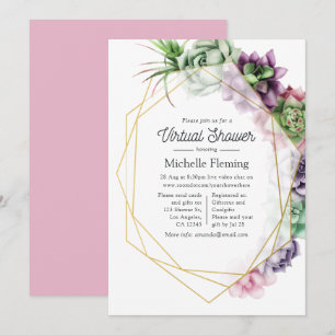 Invitation Baby Shower Virtuel Géométrique et Succulent