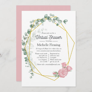 Invitation Baby shower virtuel géométrique Eucalyptus