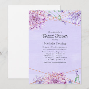 Invitation Baby shower virtuel géométrique Lavender et Gold